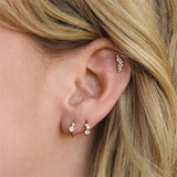 925 Silver Hoop Earrings CZ Bamboo Snake Twist Circle Huggie Earring