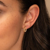 925 Silver Hoop Earrings CZ Bamboo Snake Twist Circle Huggie Earring