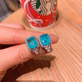 Paraiba Tourmalin High Stone Earrings