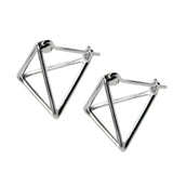 925 Sterling Silver 3D Triangle Stud Earrings