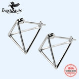 925 Sterling Silver 3D Triangle Stud Earrings