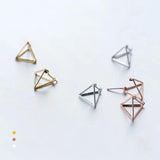 925 Sterling Silver 3D Triangle Stud Earrings