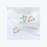 925 Sterling Silver 3D Triangle Stud Earrings