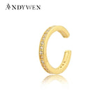 925 Silver Clear Zircon Ear Cuff Earring Non Piercing Clips