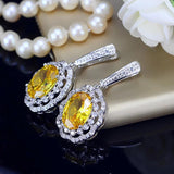 Garnet CZ Paved Silver Earrings Wedding Jewelry