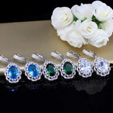Garnet CZ Paved Silver Earrings Wedding Jewelry