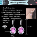 Garnet CZ Paved Silver Earrings Wedding Jewelry