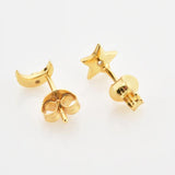 925 Silver Four Moon Star Stud Earring Pink Turquoise Women Piercing