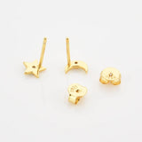 925 Silver Four Moon Star Stud Earring Pink Turquoise Women Piercing