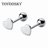 Small Heart 925 Sterling Silver Earrings Stud Screw Kids Baby Earrings