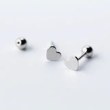 Small Heart 925 Sterling Silver Earrings Stud Screw Kids Baby Earrings