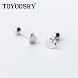 Small Heart 925 Sterling Silver Earrings Stud Screw Kids Baby Earrings
