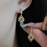 Vintage Dangle Earrings 925 Silver CZ Bridal Jewelry
