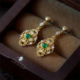 Vintage Dangle Earrings 925 Silver CZ Bridal Jewelry