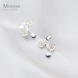Plum Blossom Flower Drop Earrings 925 Sterling Silver Dangle Earrings