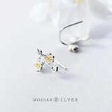 Plum Blossom Flower Drop Earrings 925 Sterling Silver Dangle Earrings