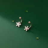 Flower Hook Stud Earrings 925 Sterling Silver Small Silver Earrings For Women