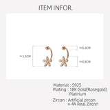 Flower Hook Stud Earrings 925 Sterling Silver Small Silver Earrings For Women
