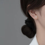 Flower Hook Stud Earrings 925 Sterling Silver Small Silver Earrings For Women