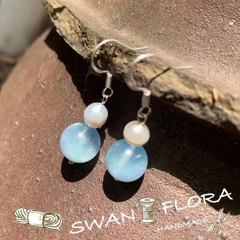 Aquamarine Earrings Silver 925 Gemstone Women High Jewelry