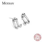 Silver Stud Earrings 925 Sterling Punk Beads Charm Women Fine Jewelry
