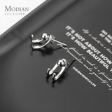 Silver Stud Earrings 925 Sterling Punk Beads Charm Women Fine Jewelry