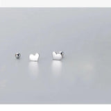 925 Silver Heart Earrings Minimalist Stud Jewelry Women