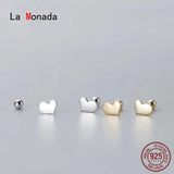 925 Silver Heart Earrings Minimalist Stud Jewelry Women