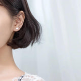 925 Silver Heart Earrings Minimalist Stud Jewelry Women