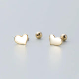 925 Silver Heart Earrings Minimalist Stud Jewelry Women