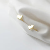 925 Silver Heart Earrings Minimalist Stud Jewelry Women