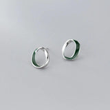 925 Silver Oval Stud Earring for Women Geometric Ear Studs