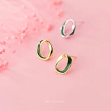 925 Silver Oval Stud Earring for Women Geometric Ear Studs