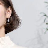 Minimalist 925 Silver Snowflake Dangle Earrings for Women