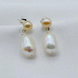 Drop-shaped Freshwater Pearl Silver Earrings for Girls