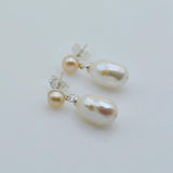 Drop-shaped Freshwater Pearl Silver Earrings for Girls