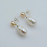 Drop-shaped Freshwater Pearl Silver Earrings for Girls