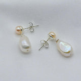 Drop-shaped Freshwater Pearl Silver Earrings for Girls