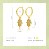 925 Sterling Silver God's Hand CZ Drop Charm Hoop Earring For Daughter Girls