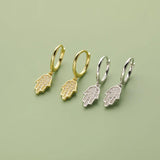 925 Sterling Silver God's Hand CZ Drop Charm Hoop Earring For Daughter Girls
