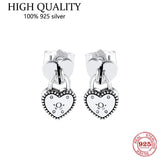 S925 Sterling Silver Heart Logo Earrings Women's Silver Earrings