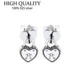 S925 Sterling Silver Heart Logo Earrings Women's Silver Earrings