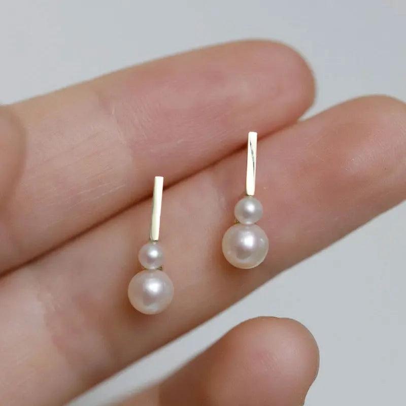 925 Silver Pearl Gourdstud Earrings for Women Small Sleeper Jewelry