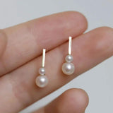 925 Silver Pearl Gourdstud Earrings for Women Small Sleeper Jewelry