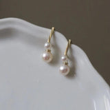 925 Silver Pearl Gourdstud Earrings for Women Small Sleeper Jewelry