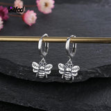 925 Silver Hoop Earrings Bee Drop Vintage Style Women Party Jewelry Gift