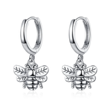 925 Silver Hoop Earrings Bee Drop Vintage Style Women Party Jewelry Gift