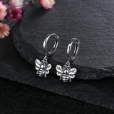 925 Silver Hoop Earrings Bee Drop Vintage Style Women Party Jewelry Gift