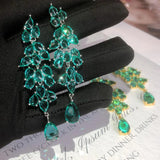 Green Zircon Stone Dangler Earrings Vintage Jewelry