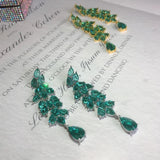 Green Zircon Stone Dangler Earrings Vintage Jewelry